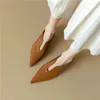 Casual Shoes Fedonas Fashion Low Heels Women Pumpar Spring Summer Pointed Toe Woman äkta Leather Office Lady Working Basic 2024