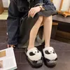 Chinelos imagens reais 2024 Inverno menino quente e meninas Sapatos internos de algodão não deslizam slides de desenhos animados de animais