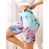 Shorts actifs Femmes Sport Short Tie Dye Yoga Shorts For Women Fitness Gym Shorts Pantalons d'été sans tartinement Leggings High Leggings Sportswear D240426