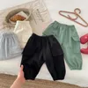 Trousers 0-3-year-old boy baby pants Korean cool boy baby flat bottom baby cover spring and summer childrens bottomL2404