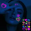 Tattoo Transfer Love Fluorescent Tattoo Sticker Environmentally Friendly Material Temporary Skin Art Tattoo Luminous Arm Body Night Party Decals 240426