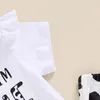 Ensembles de vêtements bébé fille 1ère lettre d'anniversaire lettre imprimé la croûte de manches courtes avec pantalon fustile de motif de vache et bandeau