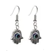 20Pair Alloy Dangle Earrings 35x128mm Antique Silver Fatima Hand Evil Eye Fishhook Ear Wire för män och kvinnor smycken mode 7544097