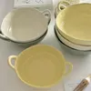 Nordic Style podwójnie ucha miski z makaronem miska zupa miska mikrofalowa miska frytkownicy miska piekła sałatka miska kreatywna domowa ceramiczna zastawa stołowa