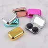 Contact Lens Accessoires Nieuwe Macaron Color Electroplated Mirror Contact Lenszorgkast met spiegel Uit Travel Portable Color Contact Lenzen Case Organisator D240426