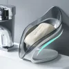 Teste di sapone con una tazza di aspirazione Piatto di sapone per la doccia per bagno con scarico portatile a forma di foglia portatile vassoio porta sapone per bacino