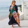 Couverture de Bohemian Printed Femmes Robe de plage Costume de baignade Bikini Cover Up Summer TUNIC POUR FEMME BEACHWEAR Robe de Page Kaftan