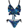 Women's Swimwear Sexy Peacock Feathers Bikinis Set Colorful Print Bikini Swimsuit Push Up High Cut Swim Bath Ladies 2 Pieces Swimsuits