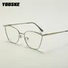 Sonnenbrillen Frames Yooske Metal Cat Eye Diamond Computer Brille Frauen antiblau hell transparent Brille optischer Rahmen Fälschung