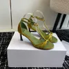 Toppkvalitet enkel stiletto klack sandal kattunge klackar klädskor kvinnan ankel rem läder lyx designer klackar sko kontor sandaler fabrikskor med låda