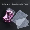 Art 1set Mirror Nail Stamper Duidelijke Siliconenkop Manicure Scraper Transfer Sjablonen Printkits Nail Art Stamping Plates LY10331