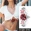 Vattentät tillfällig tatuering klistermärke Rose Snake Flower Tattoos Lace Tiger Dragon Body Art Arm Fake Sleeve Tatoo Women 240423