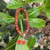 Pulseira de ágata vermelha de miçangas redonda redonda de 8 mm de renda de pedra de cereja pingente de jóias de moda feminina Ba044