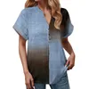 Dames t shirts modieuze losse zomer v-neck button-down korte mouw casual chic tophauts grande taille camisetas femininas