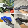 Gants 100/50 / 20pcs Gants nitriles noirs Gants jetables épaissis pour nettoyer la coiffure des coiffures imperméables