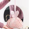 Storage Bags Cosmetic Bag Cute Soft Ear Velvet Drawstring Style Large Capacity Organizer Home Supplies