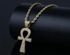 Hip Hop Silver / Gold Color Jésus Égyptien ankh Collier pendentif clé Cumbic Zirconia Longues chaînes pour hommes et femmes8416160