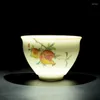 Kopjes schotels creatieve keramische schattige theekopjes van 6 stuks witte porselein proeverij thee bowl drink wijn cup Chinees kungfu theeware drinkware