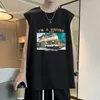 Men's Tank Tops Cotton Sleeveless T Shirt Designer Letters Printed Sexy Off Shoulder Vest Summer Casual Mens Clothing Loose Breathable Gym Fitness Sportswear#Q5