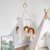 Decoratieve beeldjes geweven regenboogtapijt voor babywieg Kid Room Decor Hangende rustieke handgemaakte macrame Wall