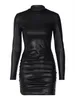 Abiti casual Womens Abito in vetro Fuce PU Fucano PU Sexy Mock Bodycon Bodycon Mini Slim Fit Party Club Night