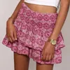 Röcke Frauen Sommerstüten rosa Rock Vintage High Taille Blumenmädchen Y2K Girl Boho Urlaubsstrand A-Line Short Minirock