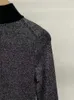 カジュアルドレス秋と冬のブラックグレードレスコントラストハイネックジッパースリムフィットニット長袖