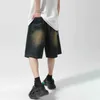 Shorts masculins 2024 Nouveau court de denim de chaleur d'été pour hommes coupés HARAJUKU Gothic Hip-Hop Bag Jeans Street Clothing Q240427