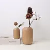 Vasen Japanische Massivholzblume Vase weiße Eichenstreifenmuster Minimalismus Kunstpflanzen Arrangement Flasche Wohnkultur