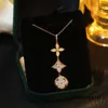 Designer smycken tre blommahänge halsband med diamantkristall för kvinnor klassiska lyxmärke guldgåva med låda