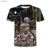 Herr t-shirts tung metall skalle djävul muskel män 3d harajuku tryck cool hip hop personlighet punk fläkt rund hals kort ärm t-shirt topxw