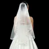 Jóias de cabelo de casamento Tulle curto Véu de noiva barato com Acessórios de casamento de venda de pente Mariage 2 camadas de marfim branco