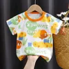 T-shirts Summer Baby T-shirt Fashion Cartoon Girl T-shirt à manches courtes Coton garçons Top Coréen Casual Childrens Vêtements 0-7y Article pas cherl2404