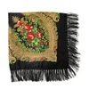 Sjaals 130 130cm Russische vierkante sjaal voor vrouwen etnische stijl bloemenprint Oekraïense franjes gesloten sjaal Babushka Bandana hoofd wraps