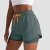 Active Shorts Meerjungfrau Kurve Atmungsfreier Buchstaben Grafik 2 in 1 Sport -Shorts Frauen schnell trocken rennen