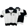 Tricot de tricots pour femmes de haute qualité 2024 printemps / été Nouvelle mode Polo Polo Collier LETTRE CONTRAST EN CORDE BRROIDE