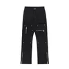 Jeans techwear maschi y2k pantaloni in jeans gamba larga in moda nera per streetwear casual hip hop dritta largo elegante 240420