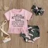 Zestawy odzieży Baby Girl Summer Ubrania Dostaję od wszystkich kobiet Tassel T-shirt T-shirt Kamuflage Shorts 3PCS