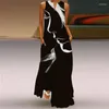 Sukienki swobodne China kontynentalna damska bez rękawów bohemijska drukowana sukienka do kostki i zużycie plażowe z VLCQ