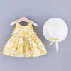 Mädchenkleider Sommer 2/Stück Set Baby Kleider ärmellose Daisy Print großer Bogendekoration auf dem hinteren Strandkleid für Mädchen