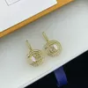 Luxury, gold earrings, high quality, brass material, designer earrings, classic flowers, round pendants, Zircon, full of fashion, Charm, Designer jewelry, wedding, party