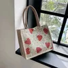 Fashion shopper tote bag horizontal printed canvas handbag woman luxury handbag canvas linen Beach big Travel shopping bag06