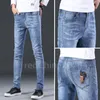 Automne New Mens Ripped Slip Fit Elasticity Jeans Men's Straight Business Famme Classic Casual Colters Brodery Skinny Jeans Biker Denim H890