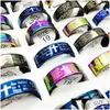 Band ringen groothandel 100 pcs heren gebed in het Engels kruis roestvrij staal mannen vrouwen mode god de sereniteit ringmix kleuren drop de dh6xm