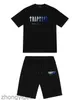 남성 Trapstar T 셔츠 짧은 슬리브 인쇄 복장 첸니 트랙 슈트 블랙 코튼 런던 스트리트웨어 S-2XL
