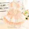 Vêtements pour chien robe à volants floraux Vêtements à manches flottantes Jupe gonflée petit chien vêtements chat fête mode lolita girl kawaii animal de compagnie Produits