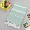 Towel Pool Blanket Absorbent Easy Care Striped Cotton Turkish Sports Bath Tassels Travel Gym Camping Sauna Beach