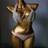 Set 2022 Venus Urlaub Neue Stil Strass Bikini Reife Frauen Badebekleidung Diamant Bling Badeanzug Strandwege Siamese Stones Biki