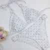 Set Sexy Swimwear 2024 Nieuw wit zwempak voor vrouwen Dot Polka Beach Wear Swimsuit Gedekte push -up bikini set