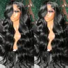 32 tum 13x4 Body Wave Spets Front Human Hair Wigs 250% Brasiliansk vattenvåg spets frontala peruk för kvinnor blondin/röd/grå syntetisk peruk cosplay